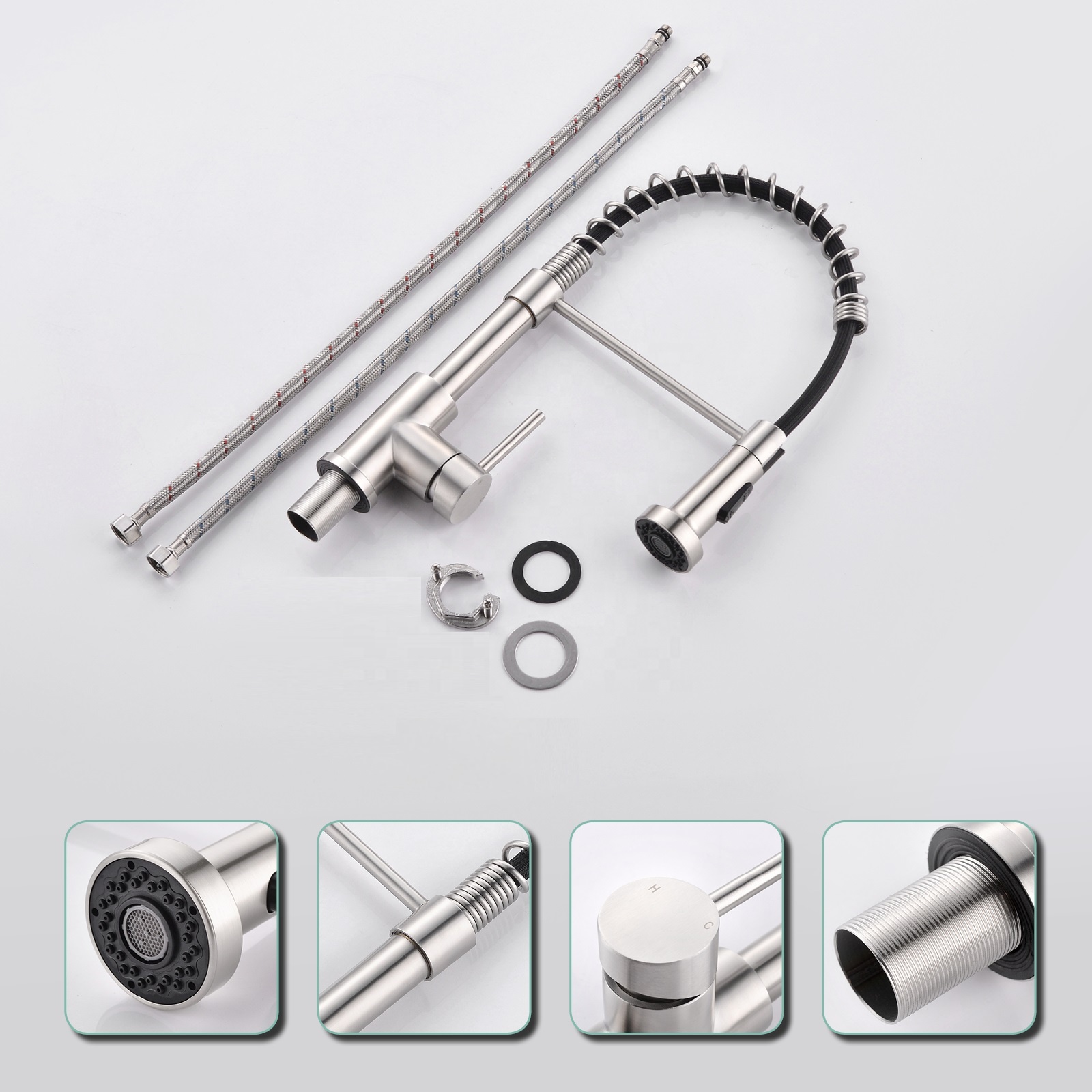 APS262-BN Kitchen Faucet Modern Universal Splash Filter Faucet Stainless Steel Kitchen Faucet