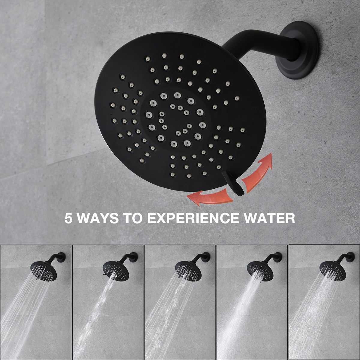 Made In China Black Shower Faucet Rain Fall Bath Shower Faucet Set Concealed
