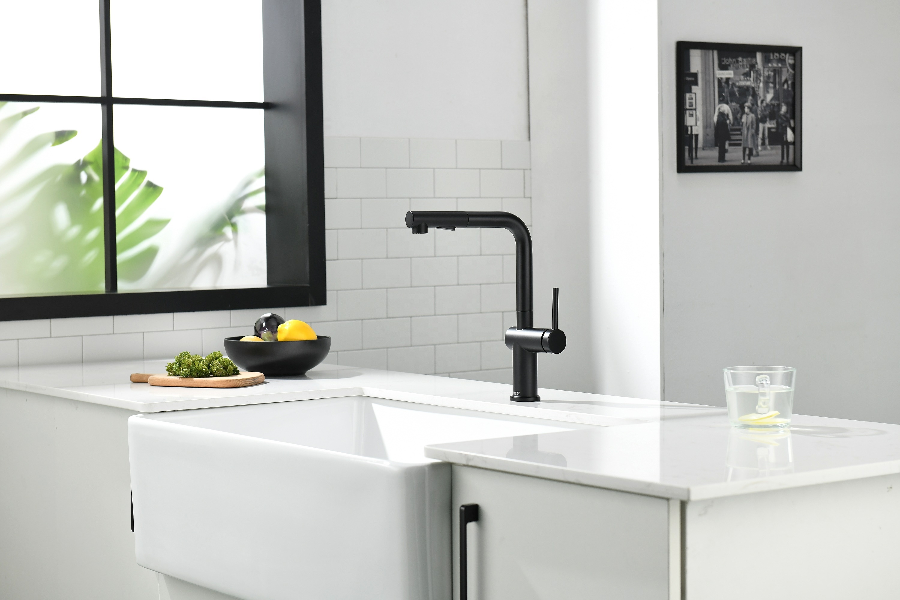 Modern Kitchen Sink With Faucet Kitchen Pull-Out Faucet Water Faucet Purifier In Matte Black