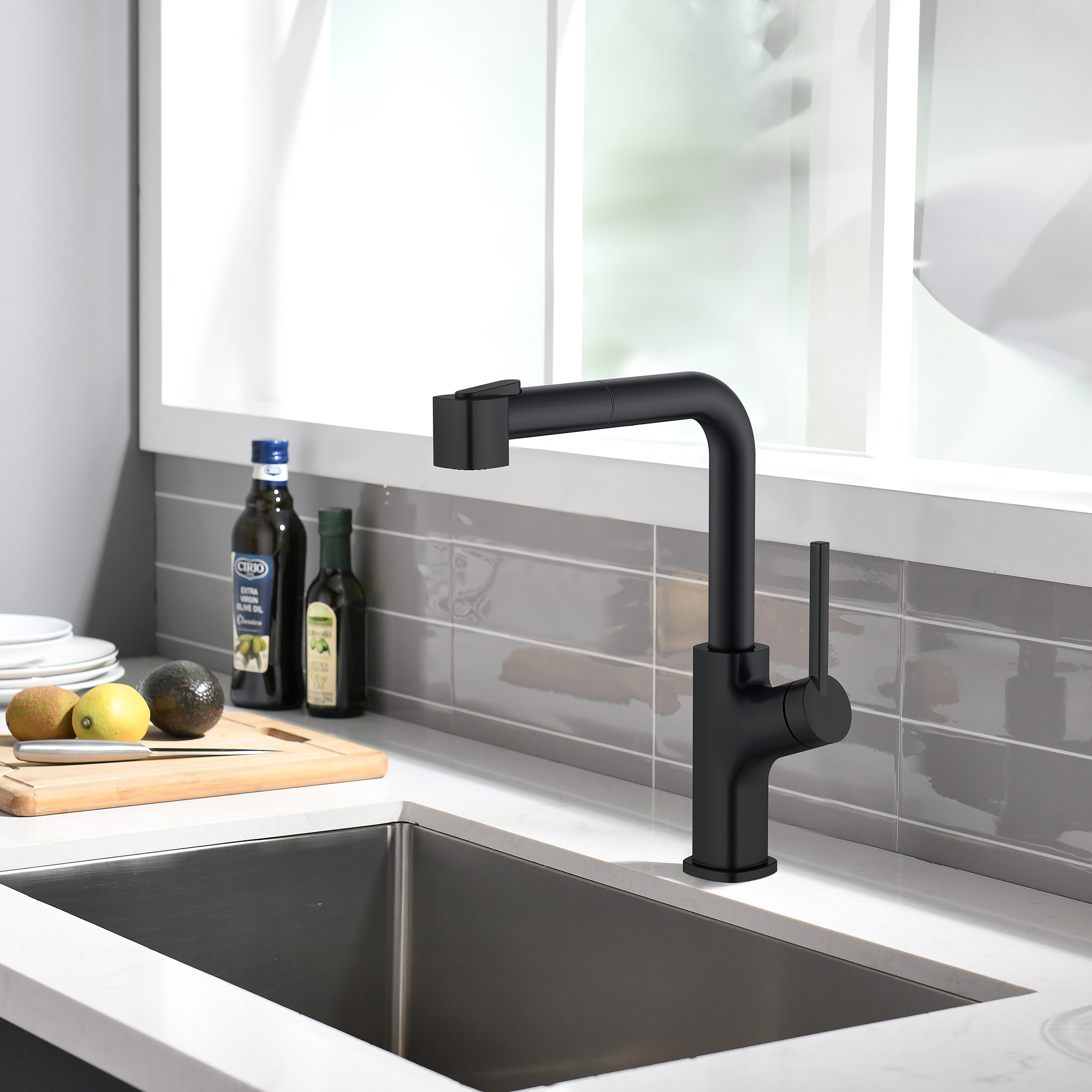 New Design Black Stainless Steel Pull Out Kitchen Faucet