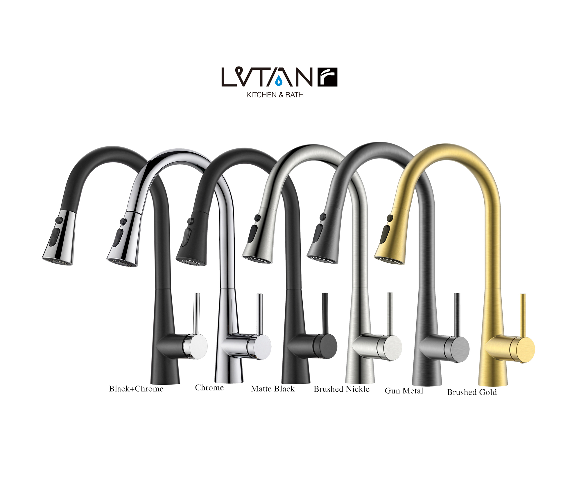 black and silver kitchen faucet