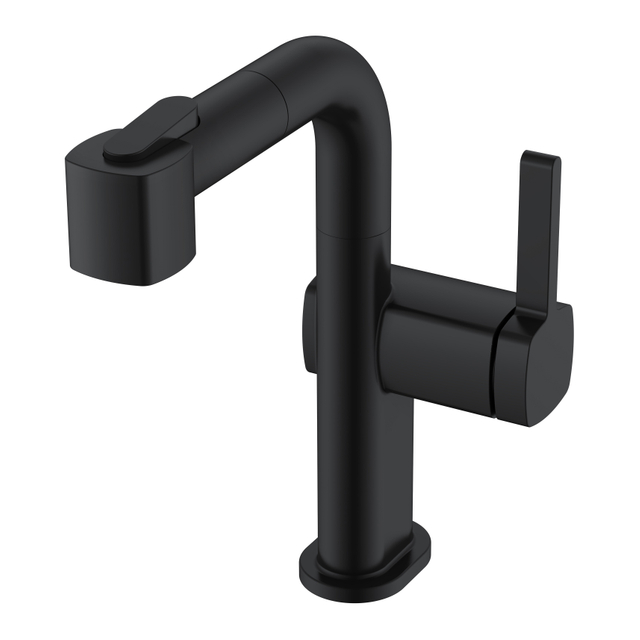 Matte Balck Adjustable Height Single Hole Bathroom Faucet