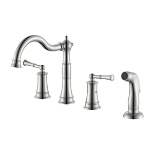 4 Hole Brushed Nickel Kitchen Faucet Supplier 8" Widespread Kitchen Faucet