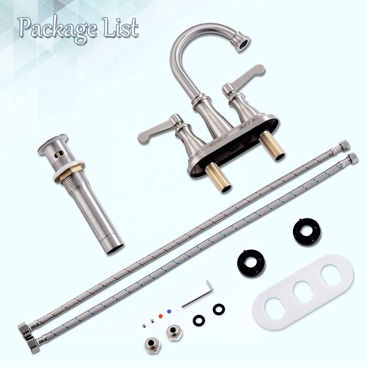 Antique Brass Basin Faucet Bathroom Sink Faucet Three Hole Basin Brushed Nickel Bathroom Faucet