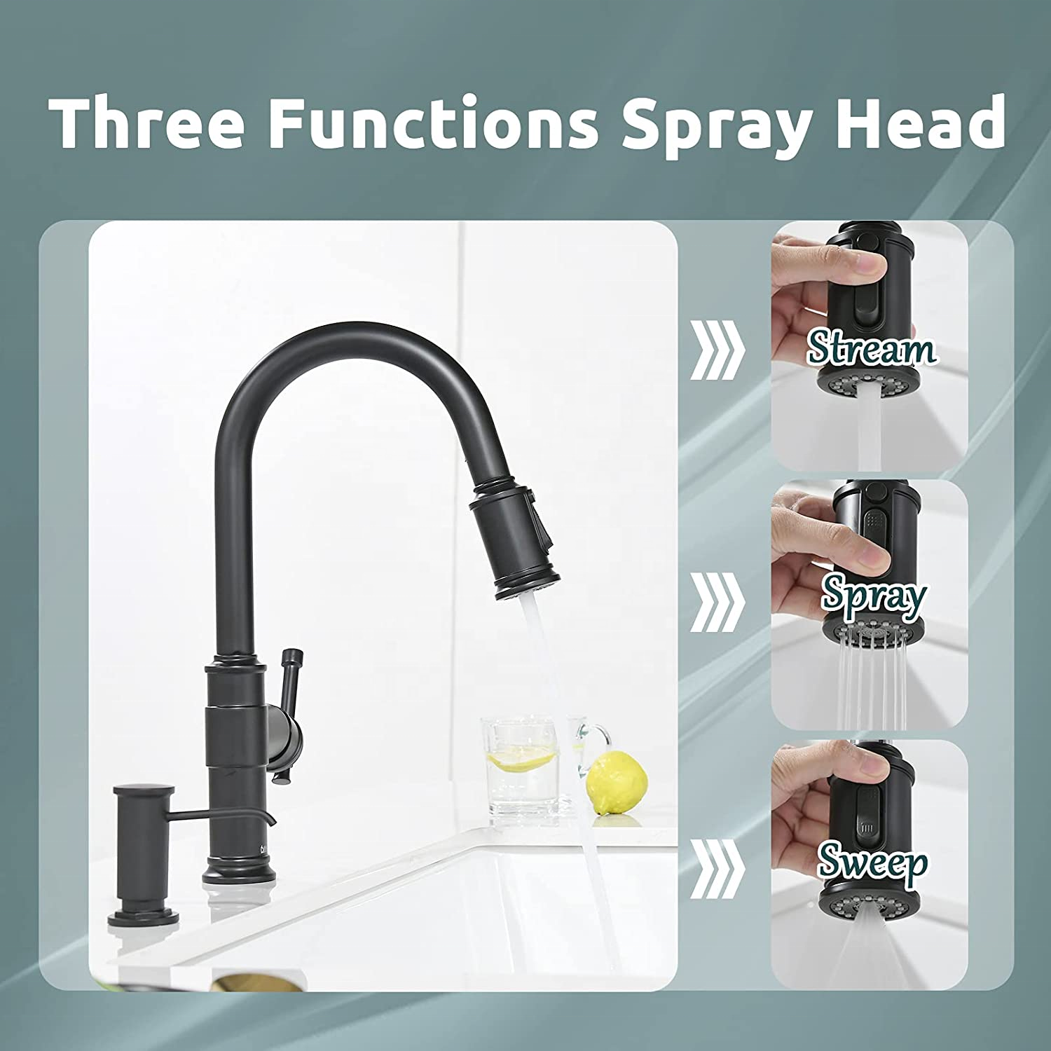 Kitchen Faucet With Soap Dispenser Black Kitchen Faucet Pull Sprayer In Matte Black