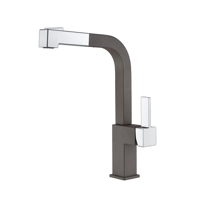 Coffee Brown Square Kitchen Faucet Pull-Out 