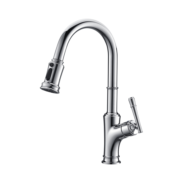 cUPC Chrome Pull Down Traditional Kitchen Faucet 