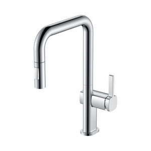 Chrome Square Shape Single Handle Pull Down Modern Kitchen Faucets