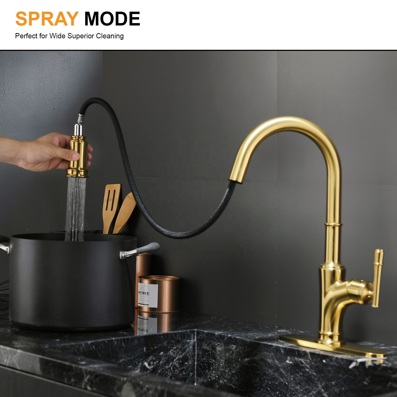 Hot Selling Cheap Pull Out Stainless Steel Gold Kitchen Faucet 2021