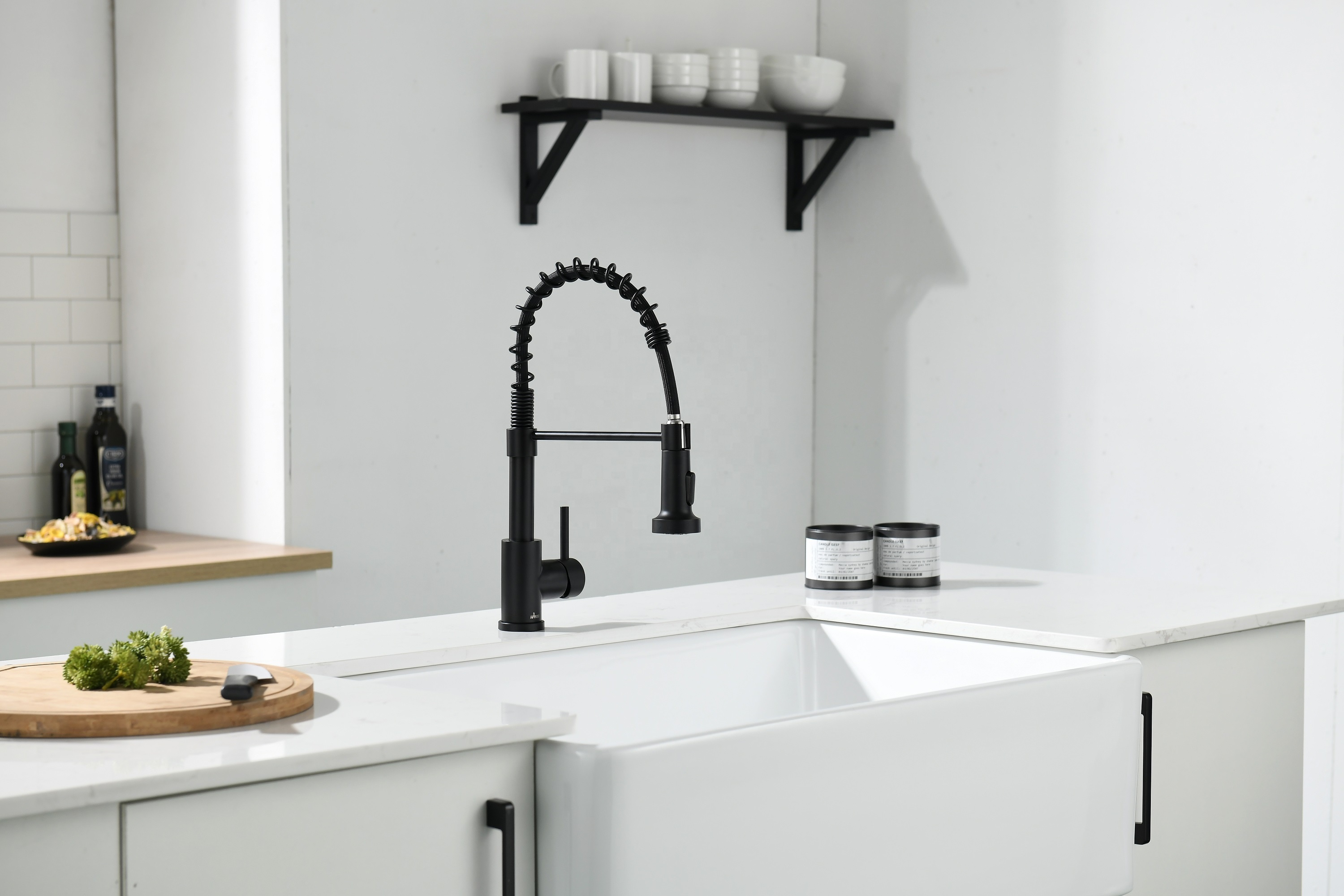 Contemporary Kitchen Sink Faucets Mixer Tap Spring Flexible Water Mixer Black Kitchen