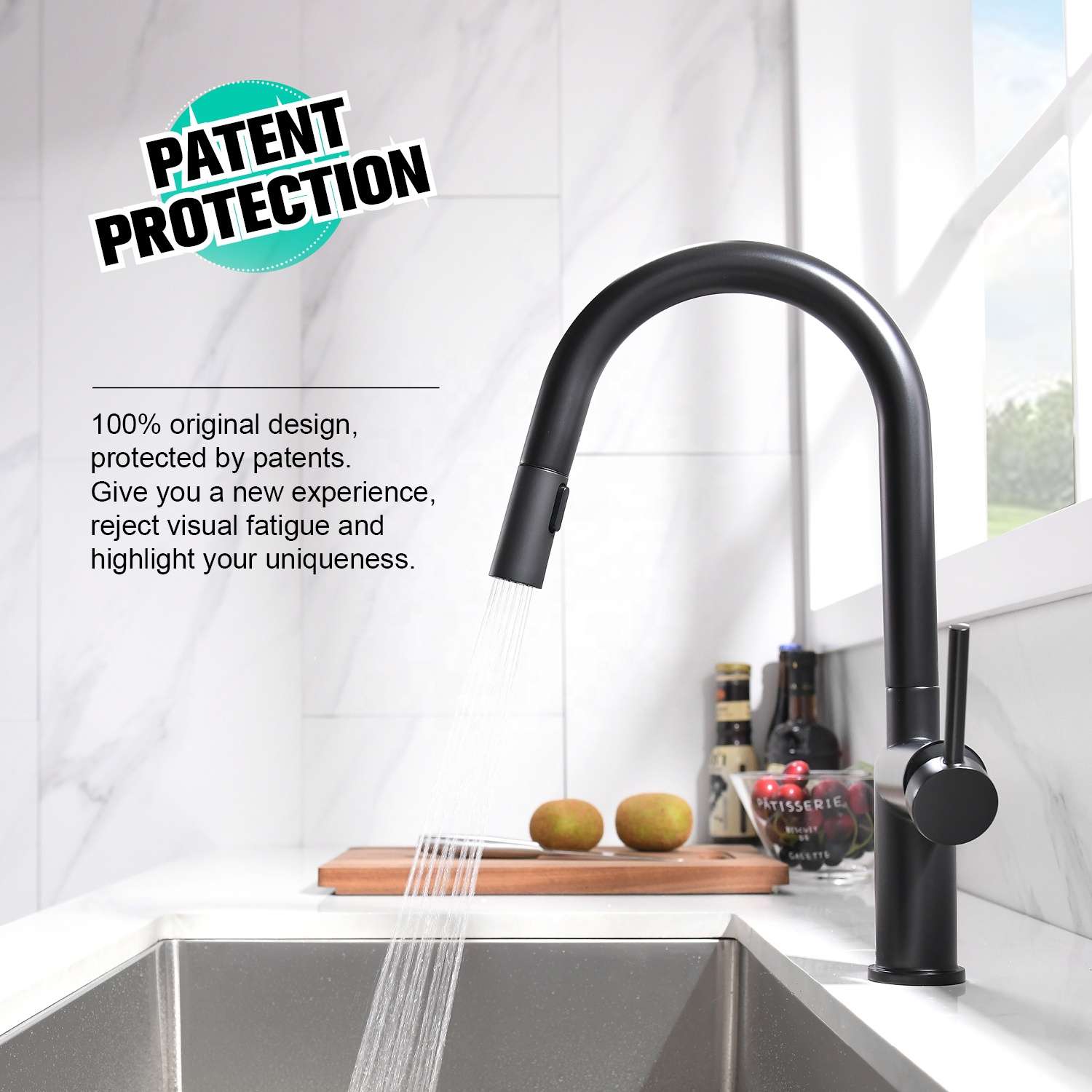 2-Function Magnetic Kitchen Mixer Single Lever Kitchen Sink Tap Matte Black Pull Down Kitchen Faucet