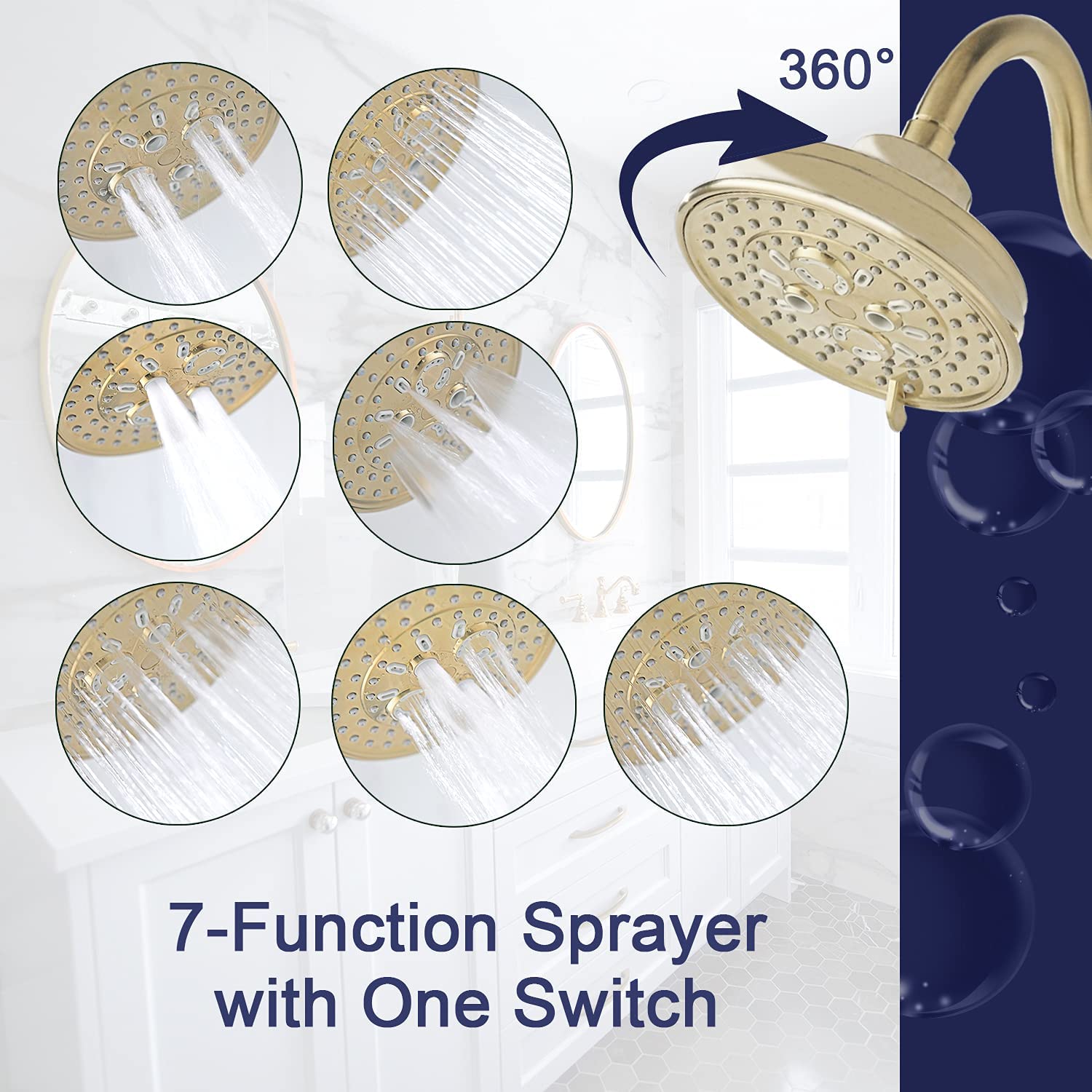 Factory Low Price High Quality Luxury Gold Rain Shower Head Set Bath Shower Faucet Set