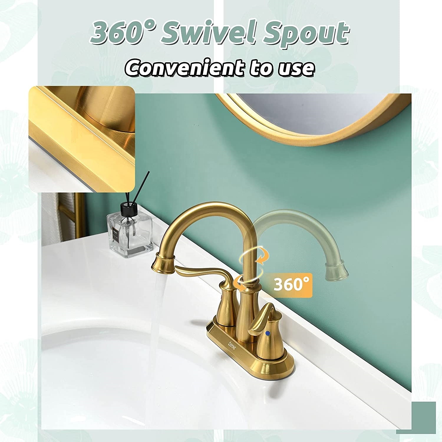APB135-BTG Brushed Gold Bathroom Faucets Stainless Steel Faucets Dual Handle Gold Basin Faucet