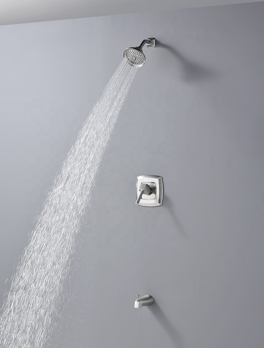 Modern concealed shower kit wall mounted brass chrome bathroom rain shower faucet set