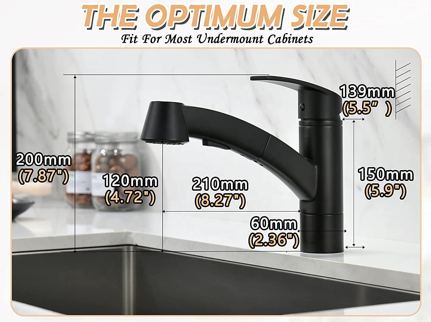 Adjustable Faucet Black Pull Out Kitchen Faucet Water Tap 360 Degree Rotating Faucet Sprayer