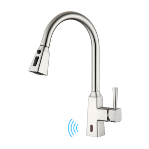 New Square Kitchen Faucet Brushed Nickel Pull Down Touchless Kithchen Faucet