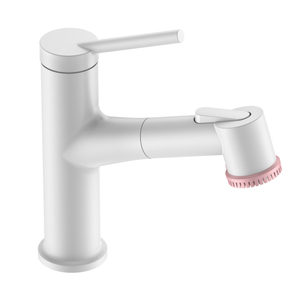 Matte White Bathroom Faucet Pull-out Bathroom Faucet with Beauty Brush