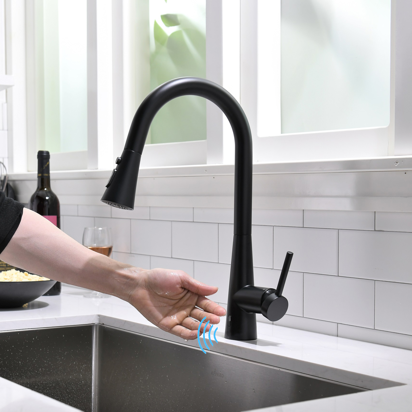 Chrome Black Kitchen Faucet Touchless Kitchen Faucet