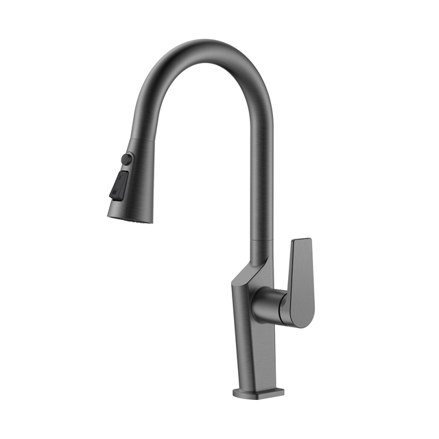 Gun Metal Square Design Pull Down Kitchen Faucets Modern Kitchen Faucets
