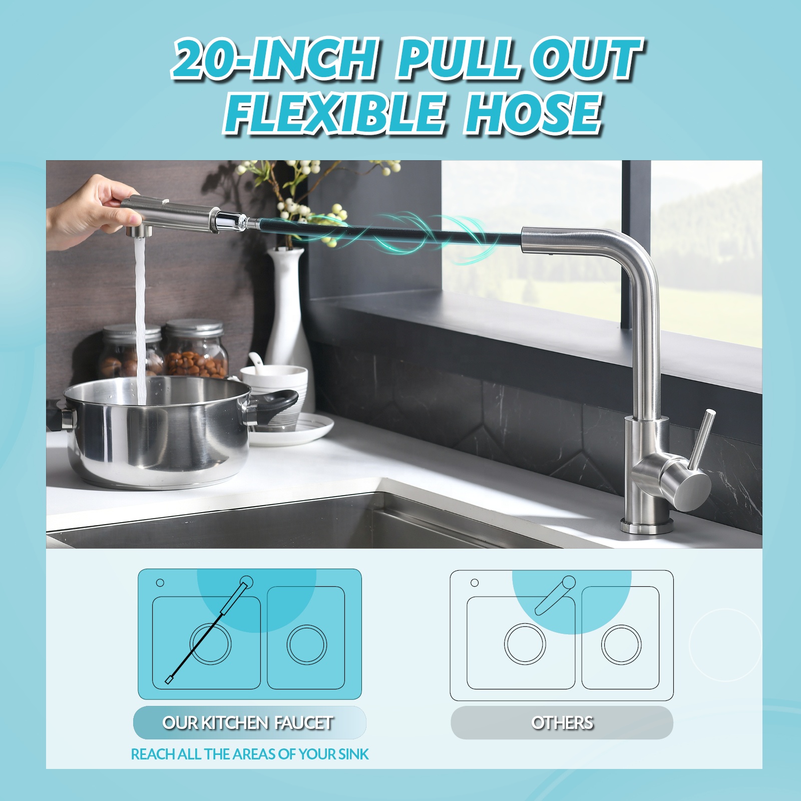 Low Price Kitchen Faucet Kitchen Sink Faucet 304 Stainless Steel Pull Out Kitchen Faucet