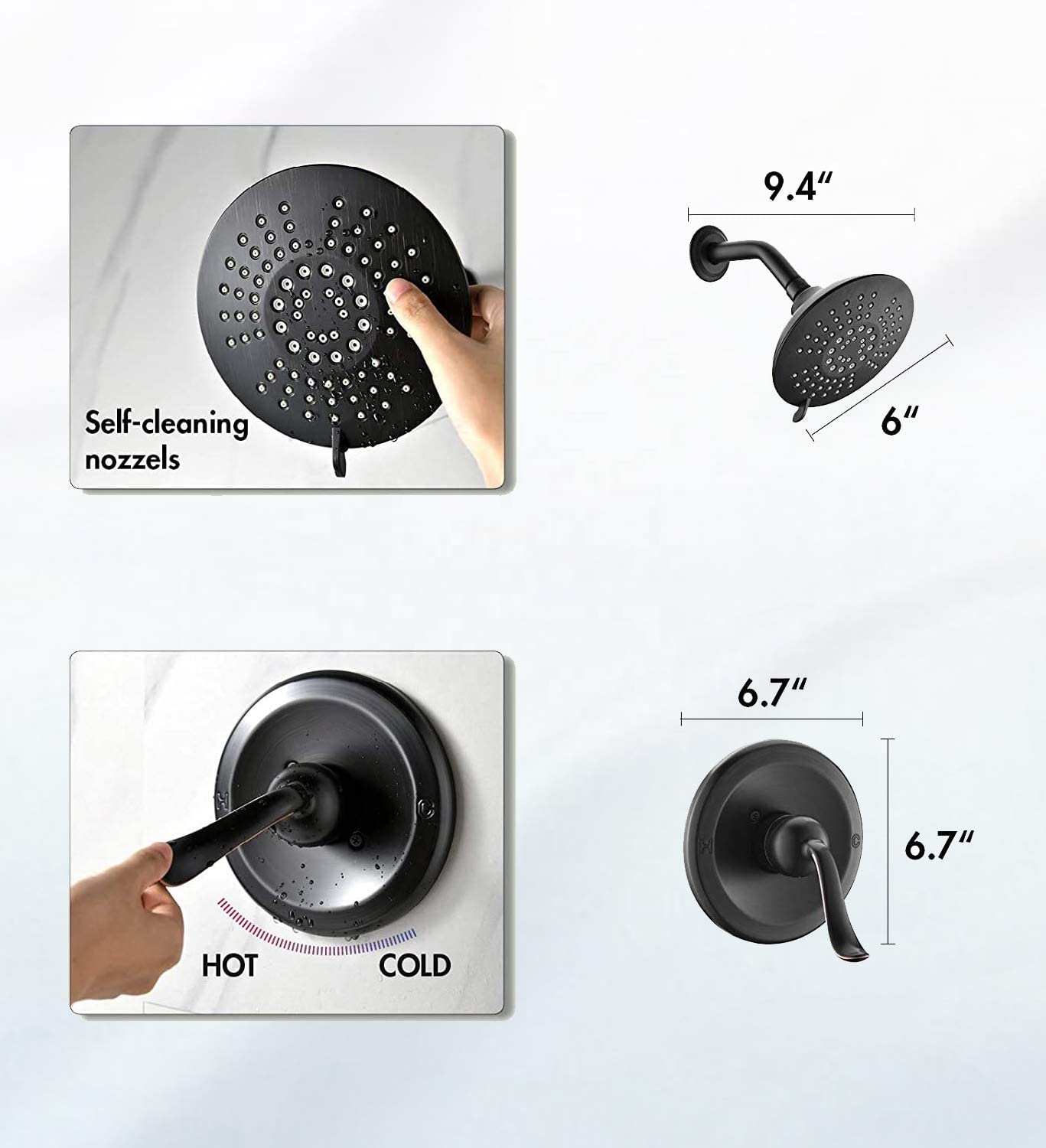 Bath Faucet Black Concealed Shower Mixer Rainfall Shower System Faucet