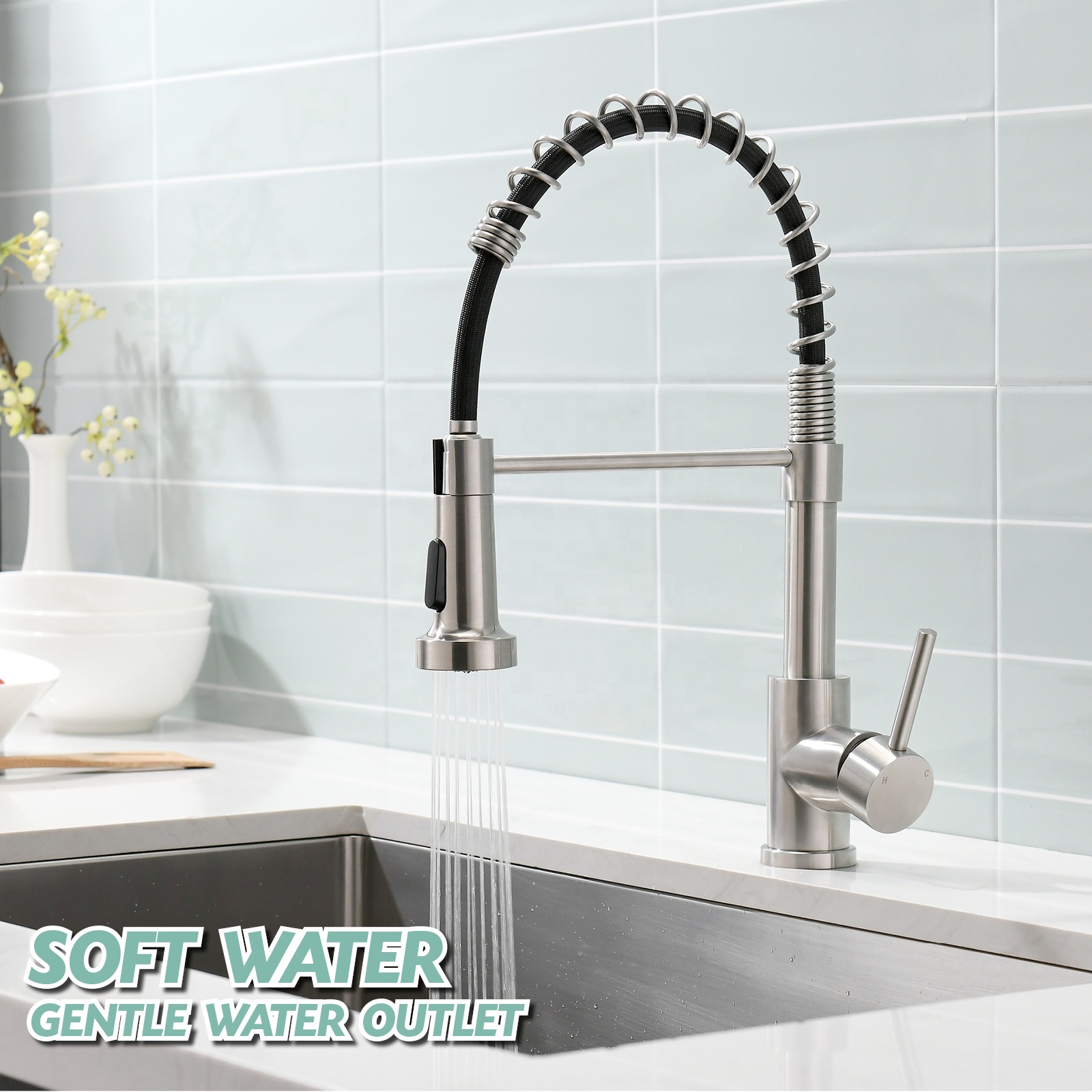 APS262-BN Kitchen Faucet Modern Universal Splash Filter Faucet Stainless Steel Kitchen Faucet